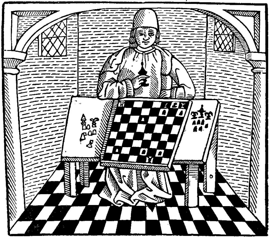 Engraving from Caxton's The Game and Playe of th Chesse, 1485.