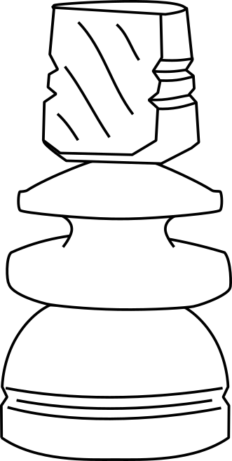 A cartoon of a turned knight piece 'cut asloop', to create the impression of a horse's head without carving one by hand.