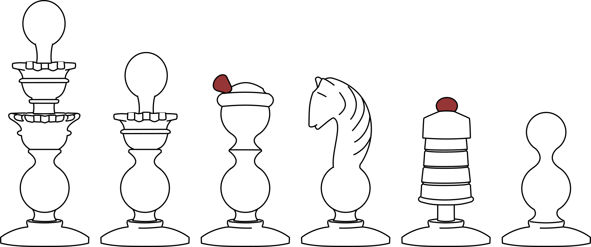 A cartoon of Biedermeier chessmen.