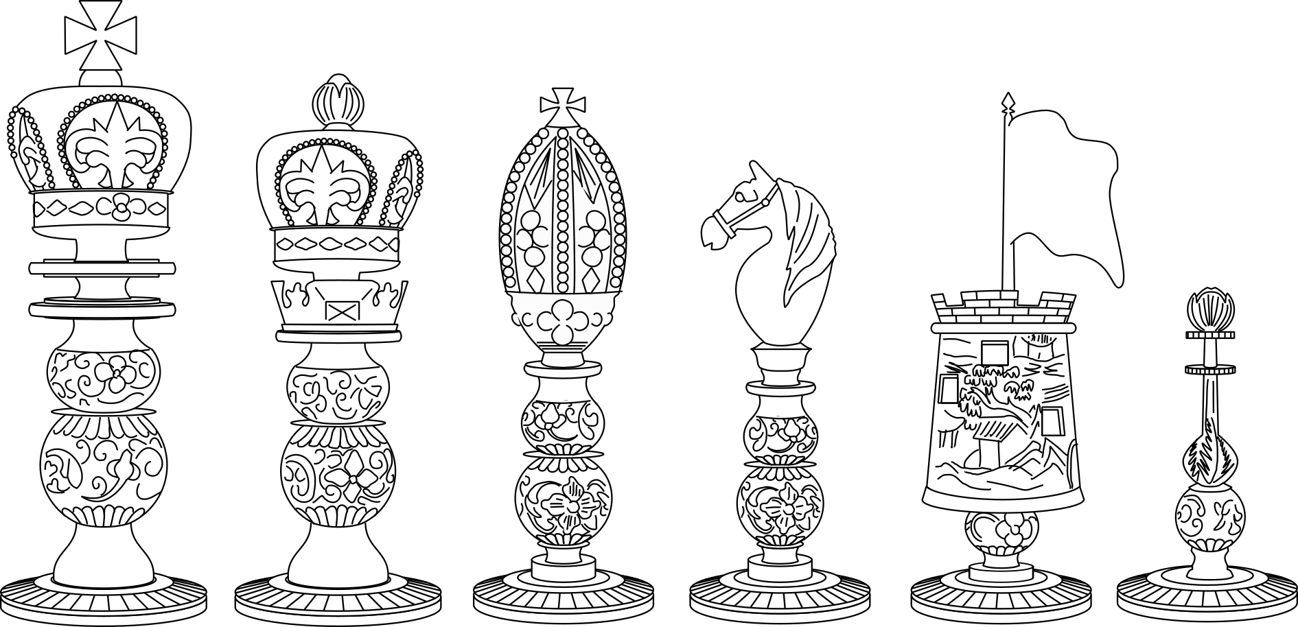 A cartoon of Burmese-Canton chessmen.