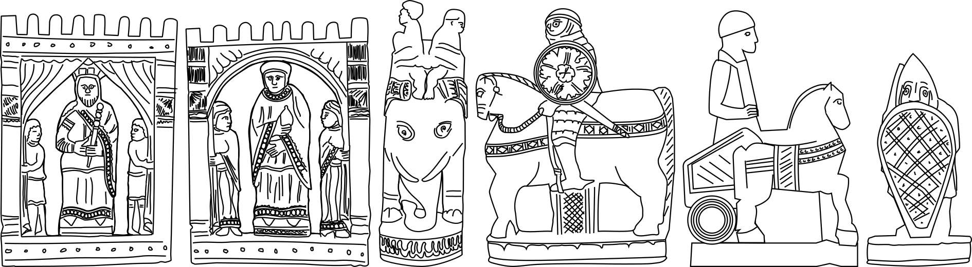 A drawing the Charlemagne chessmen.