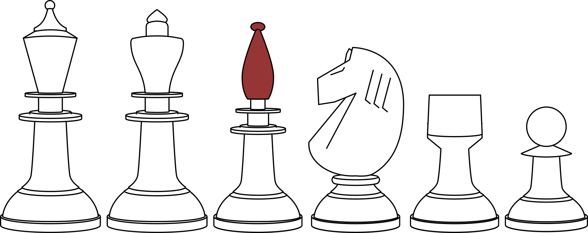 A cartoon of Hungarian Staunton chessmen.