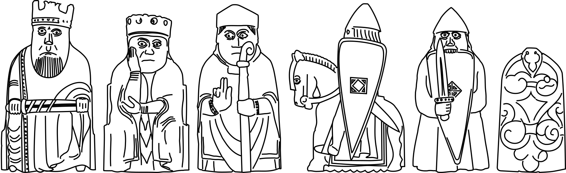 A drawing the Lewis chessmen.