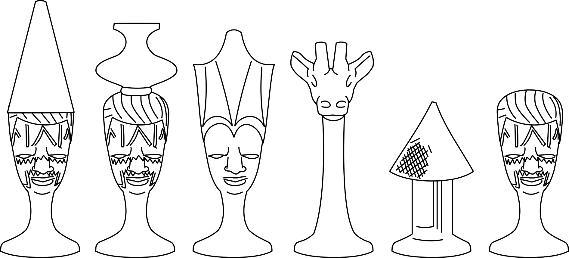 A cartoon of Makonde chessmen.