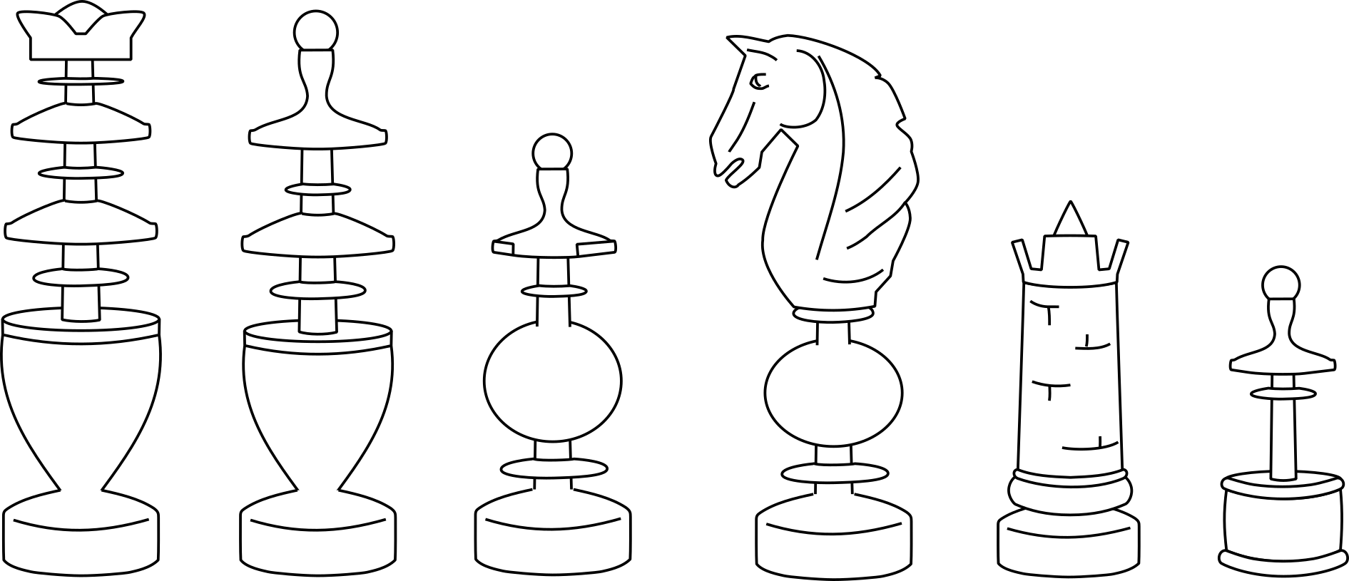 A cartoon of Regency chessmen.