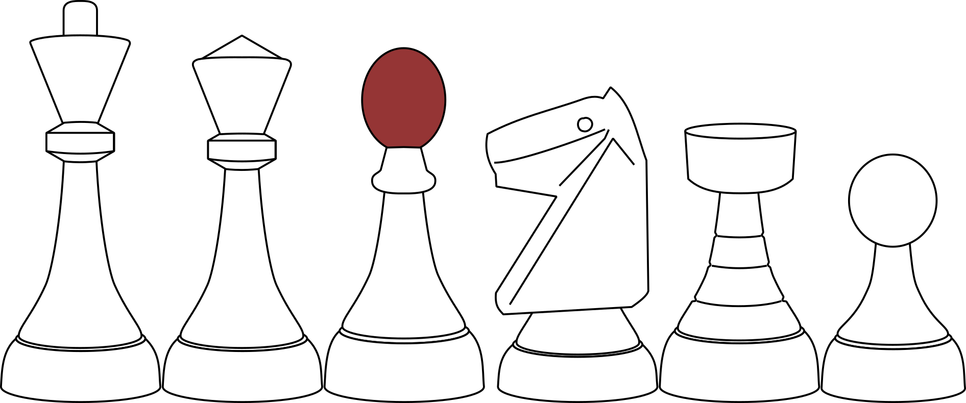 A cartoon of Romanian Staunton chessmen.