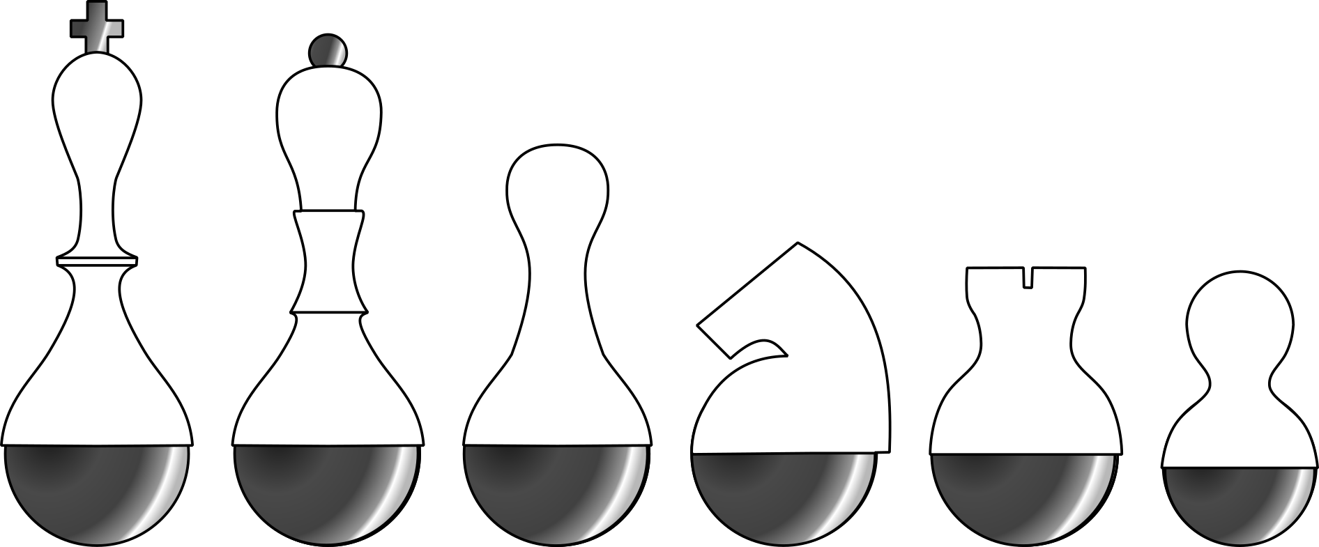 A cartoon of Wobble Chess chessmen.